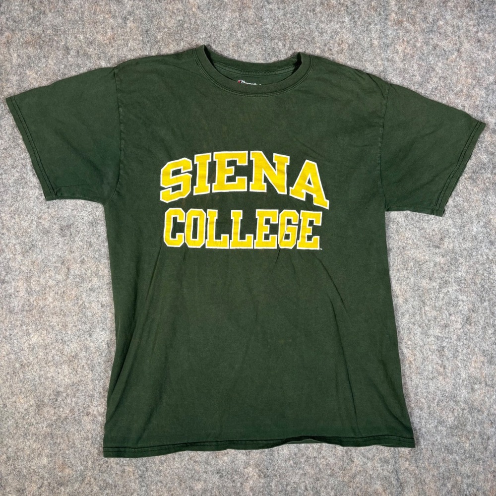 Champion Siena College T-Shirt Mens Medium Green Short Sleeve Graphic Tee 6638